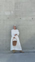 Linen Gather Dress / White・Black